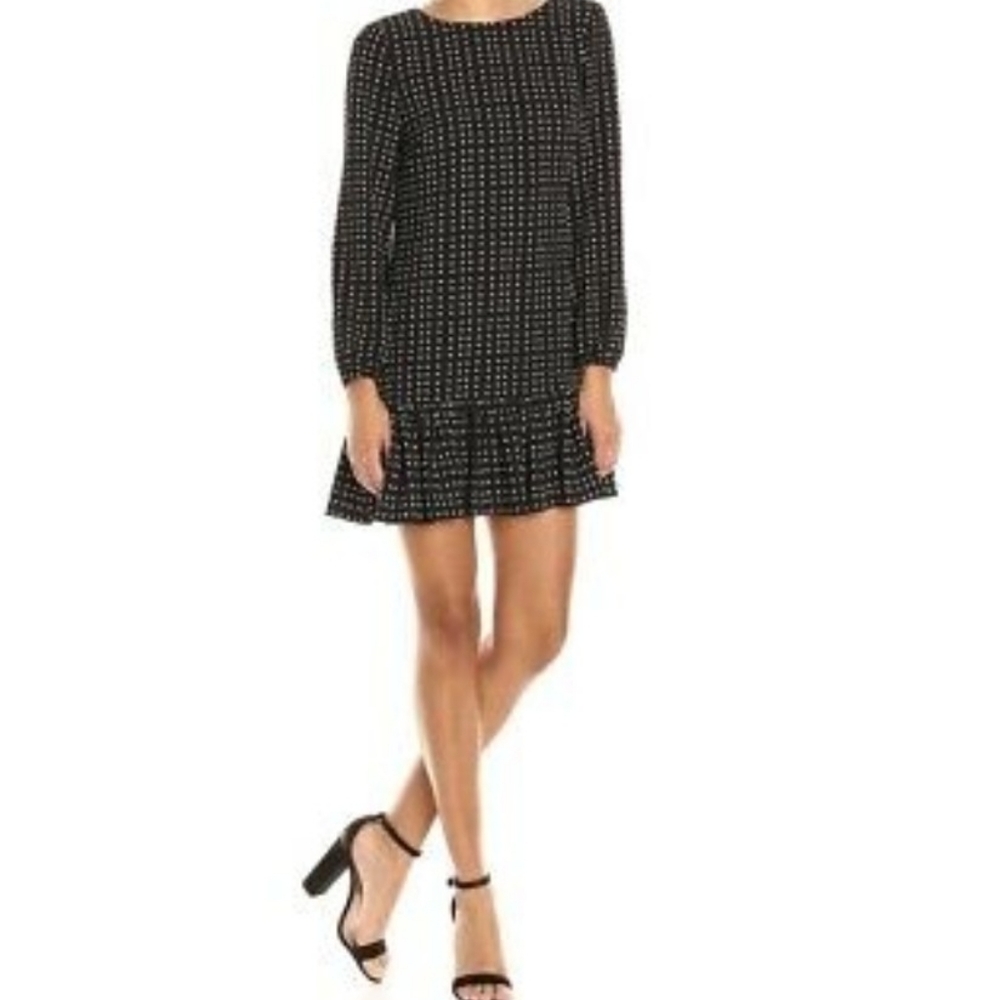 Tahari Polka Dot Long Sleeve Dress
